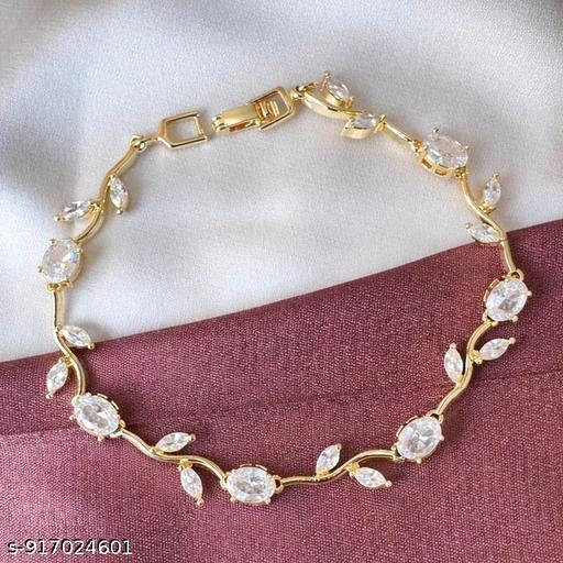 Gold Tulip Vine Bracelet with white 🤍 Stone Accents