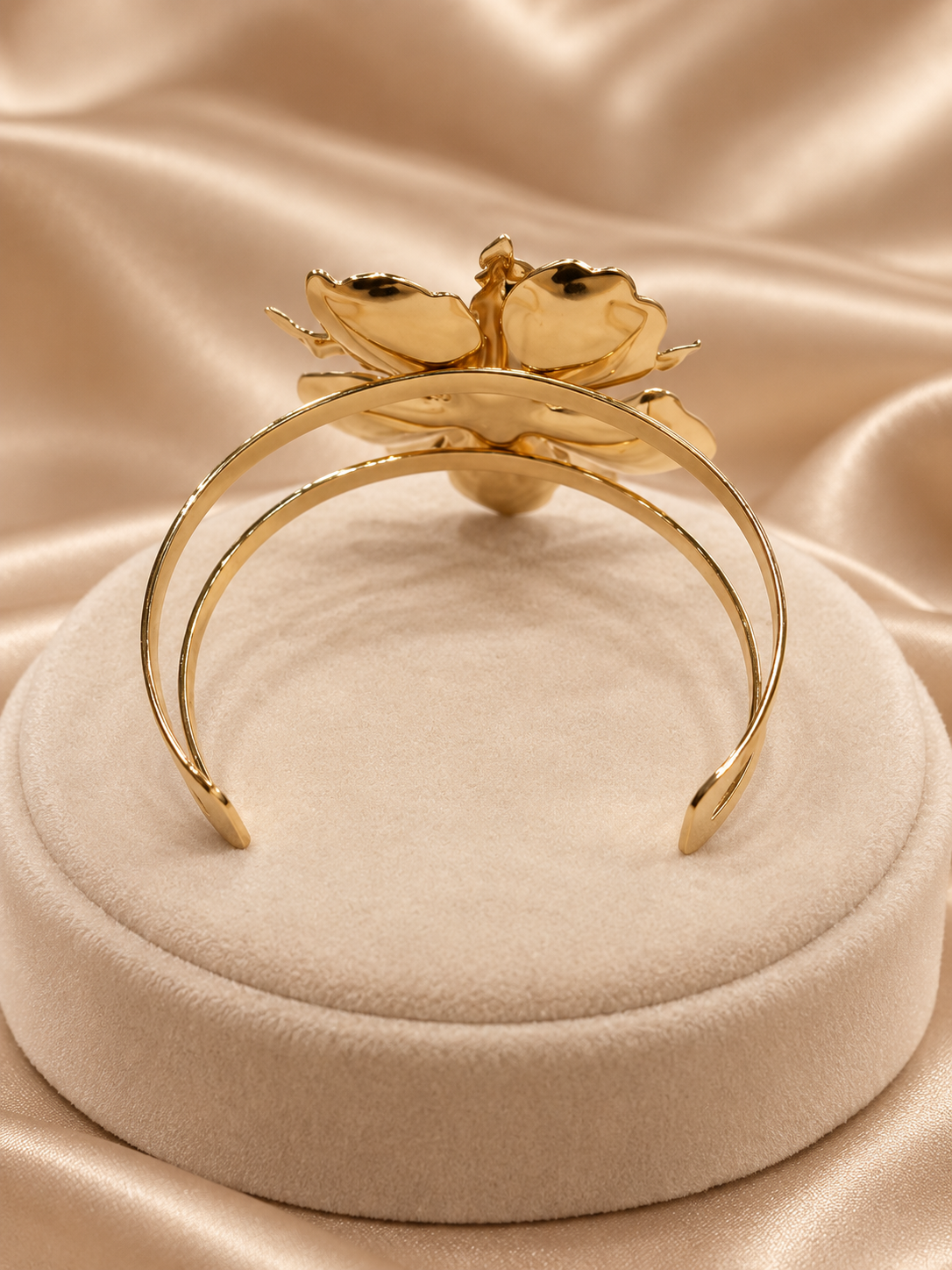 Pearl Petal Gold Open Cuff Bracelet