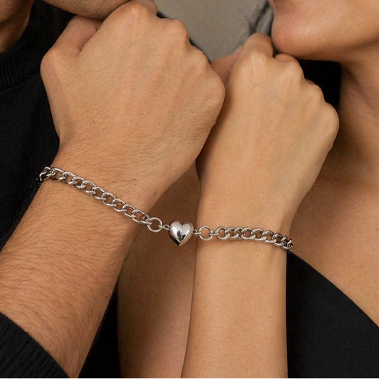 Couple Heart Link Bracelet – Premium Anti Tarnish Chain Set