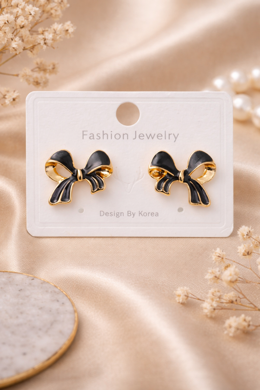 Cute Bow Stud Earrings – Multicolor Korean Style