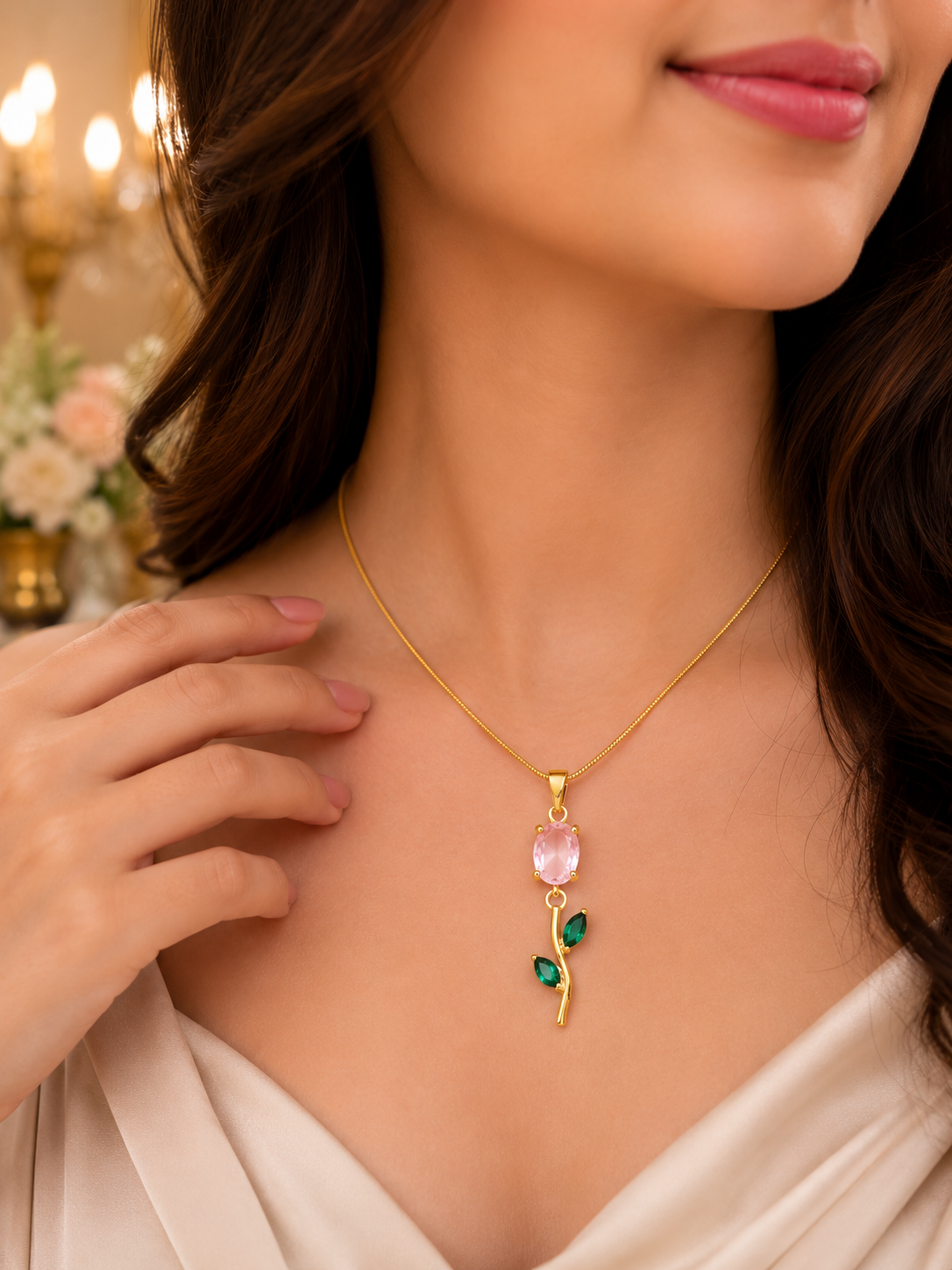 Anti-Tarnish gold plated tulip necklace for women