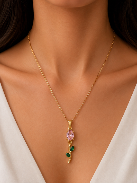 Anti-Tarnish gold plated tulip necklace for women