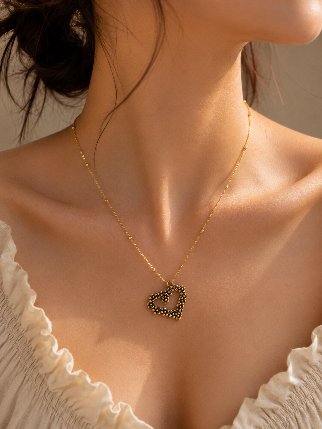Flower Heart Anti-Tarnish Necklace