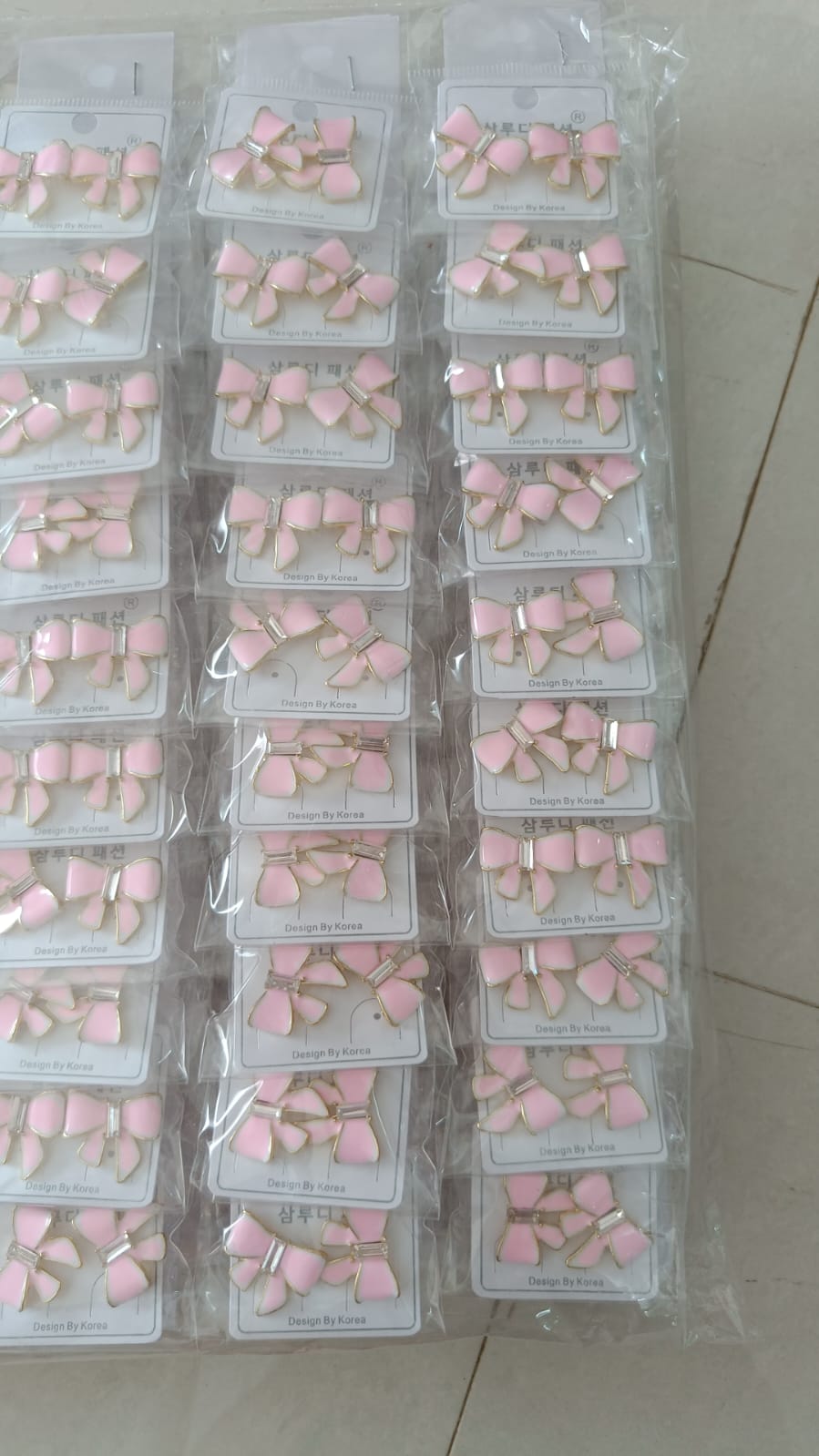 Korean Light Pink Bow Stud Earring