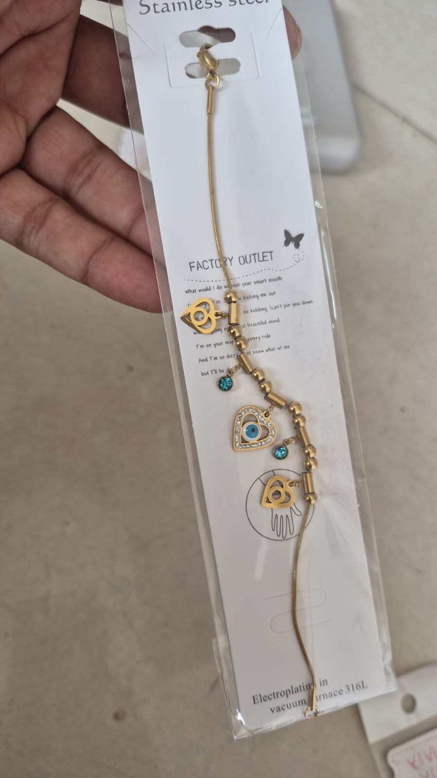 Anti tarnish evil eye chain bracelet