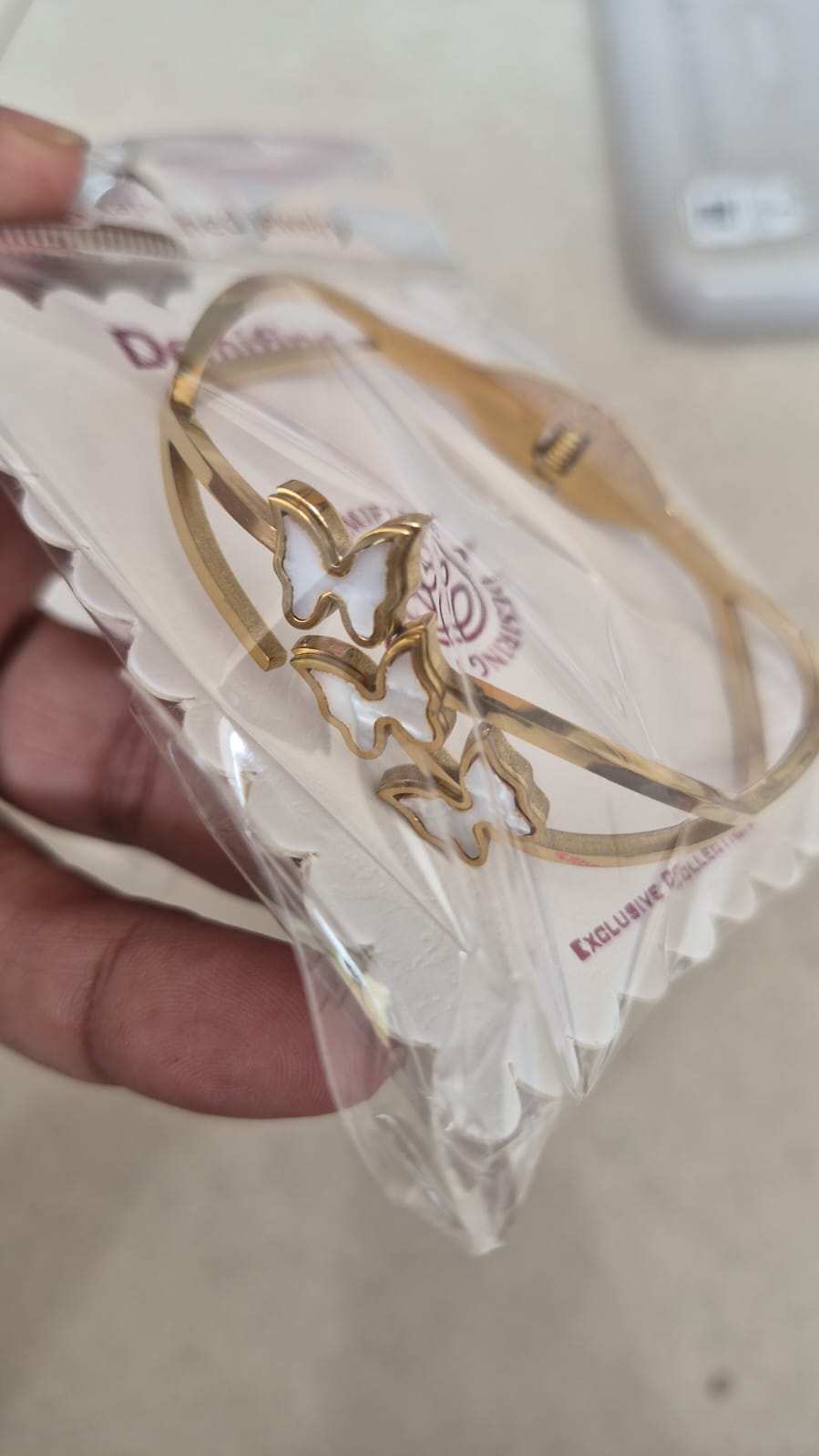 Anti tarnish triple butterfly bracelet