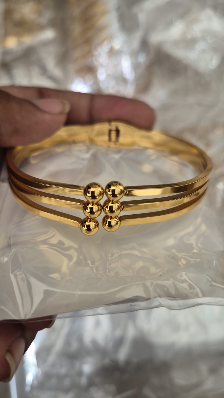 Anti Tarnish Golden Ball Layered Kada Bracelet