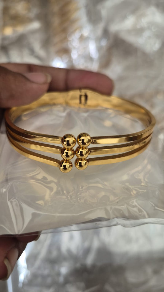 Anti Tarnish Golden Ball Layered Kada Bracelet