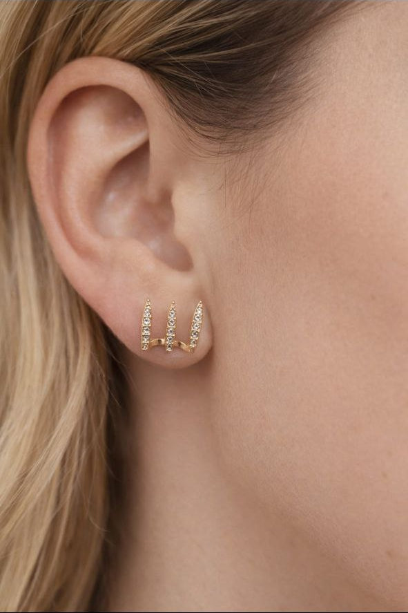 Korean Style Triple Stud Earrings