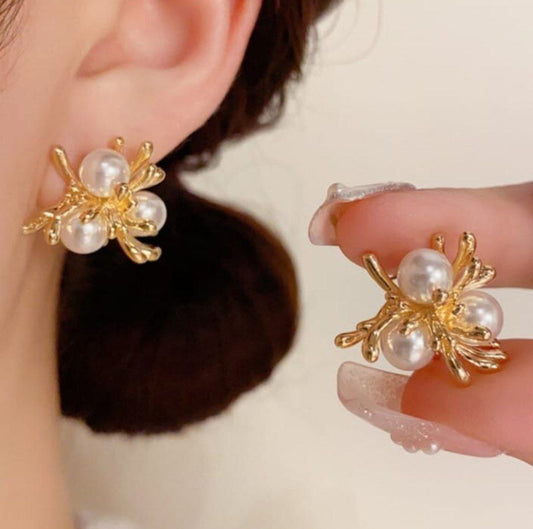 Korean Pearl Flower Earring