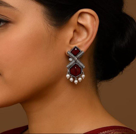 Traditional Oxidized Statement Earrings