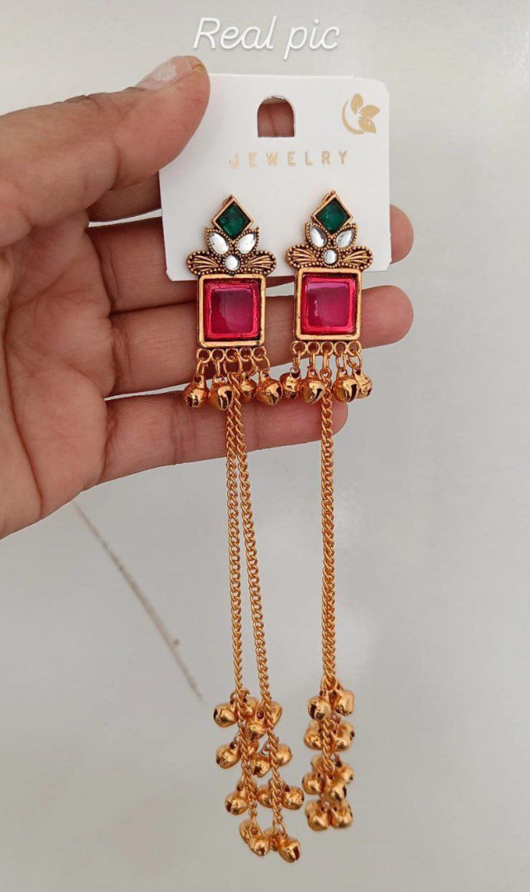 Kashmiri Red Stone Earring
