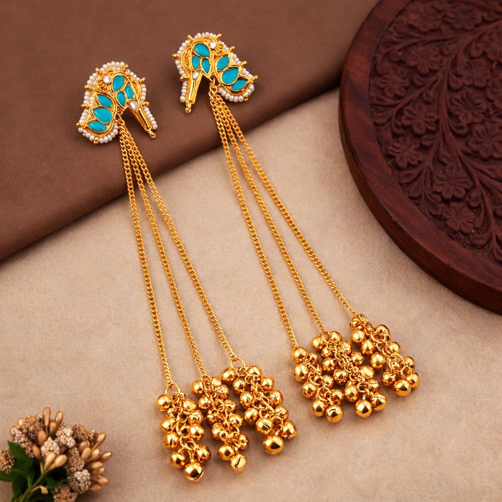 Kashmiri Long Chain Ethnic Earring