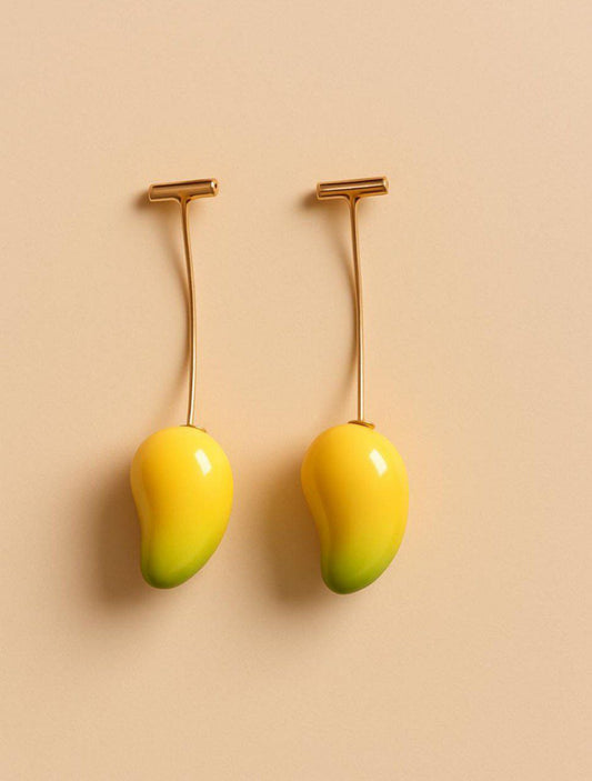 Korean Cute Mango Design Long Drop Earrings