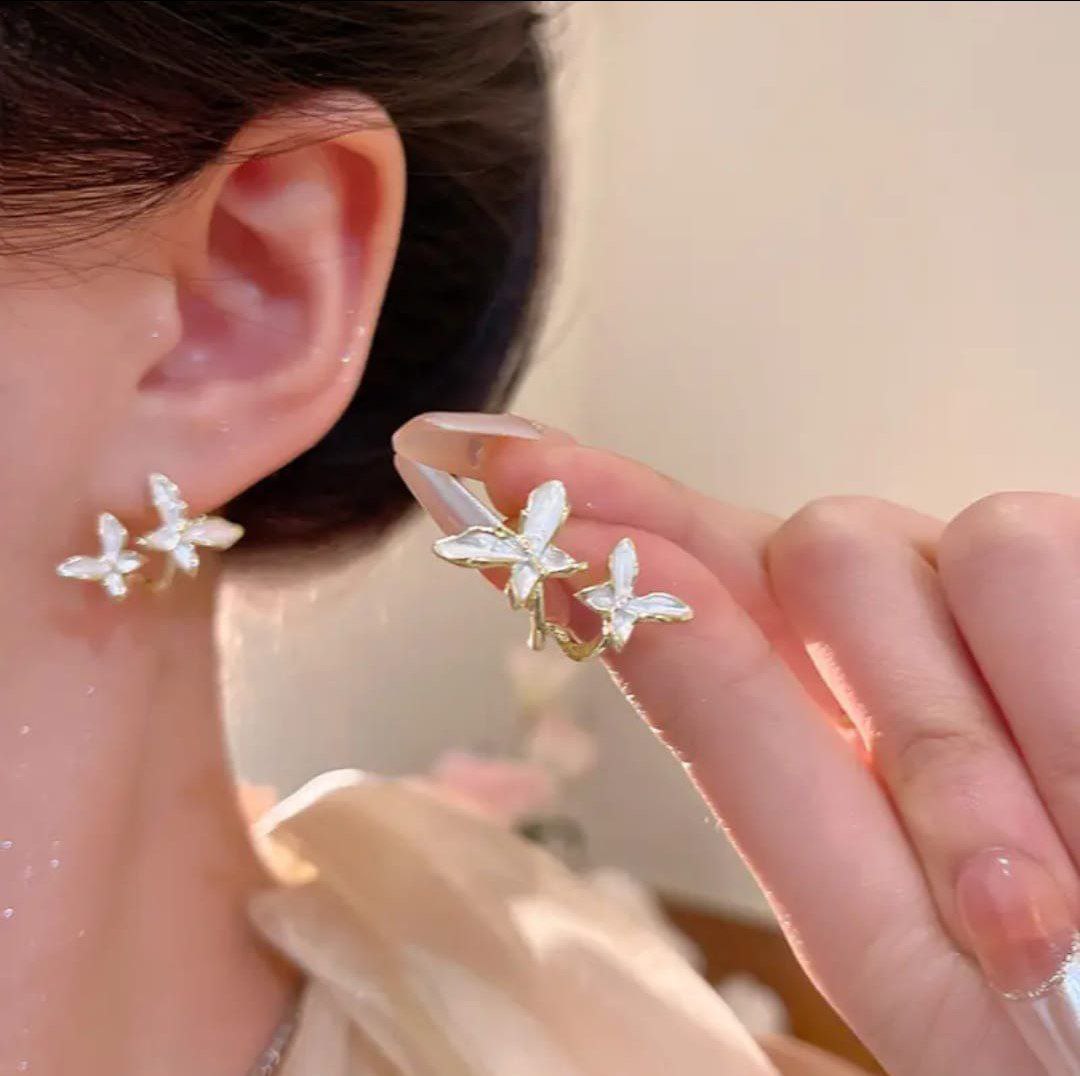 Korean Butterfly Bloom Stud Earrings
