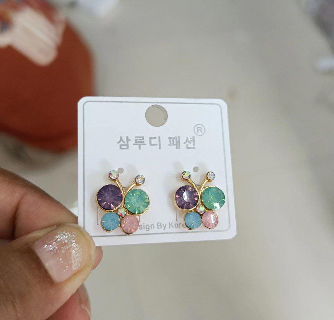 Korean Multi Colour Butterfly Earrings