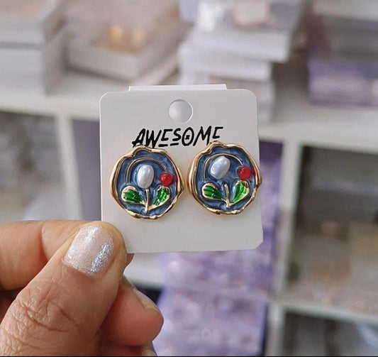 Korean Elegant Enamel Design Earring