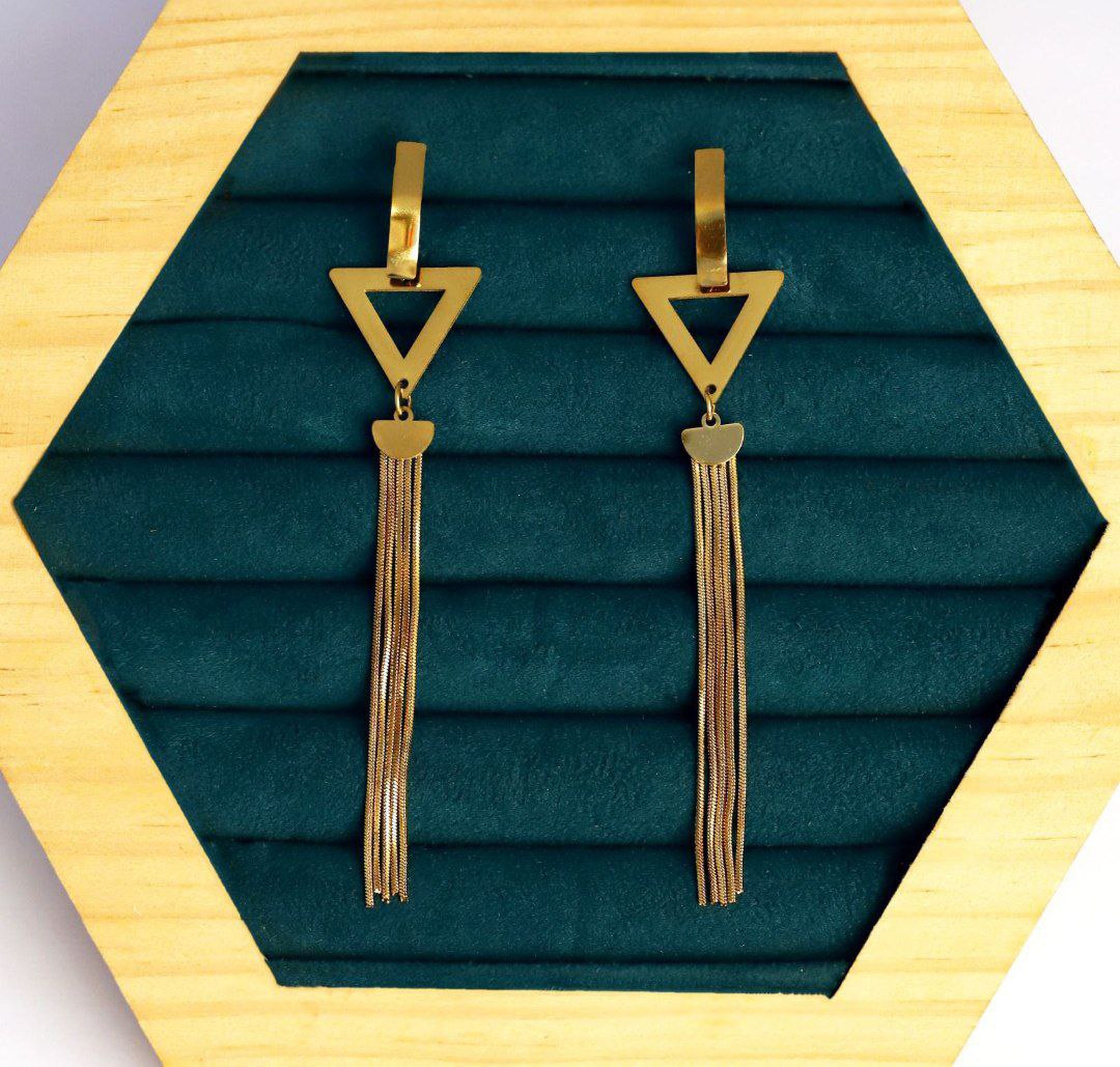 Anti-Tarnish Triangle Tassel Earrings