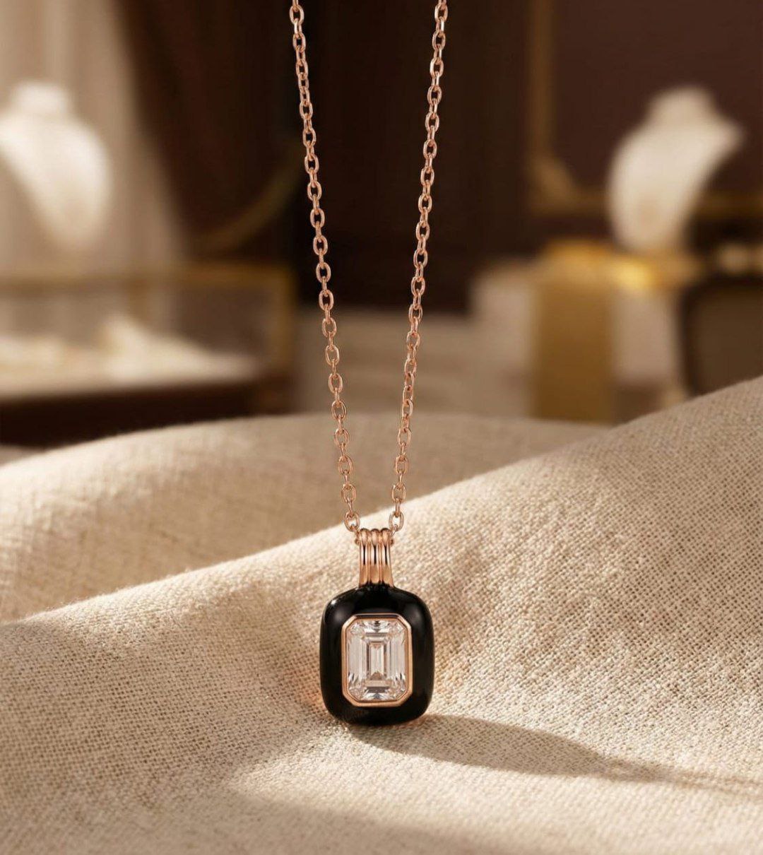 Anti-Tarnish Black Pendent Necklace