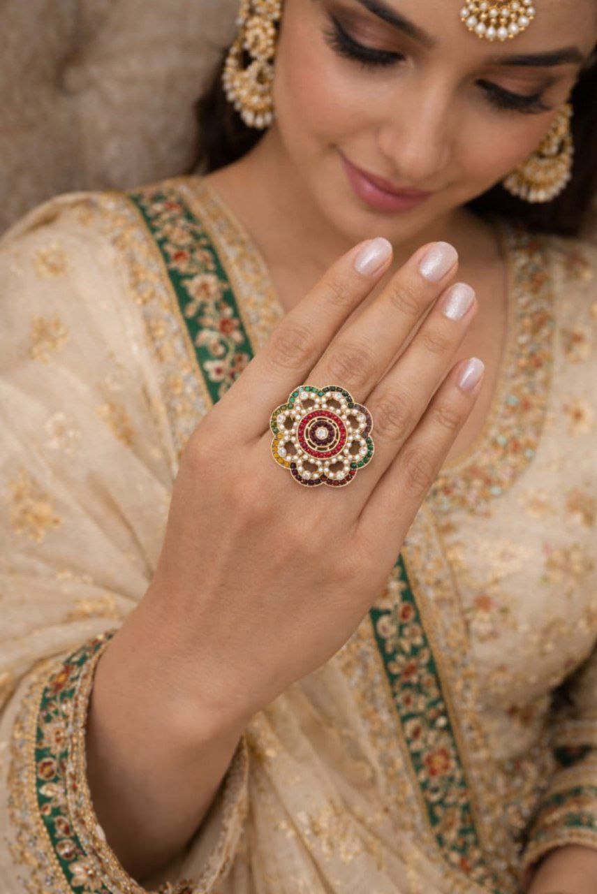 Multicolor Floral Statement Ring