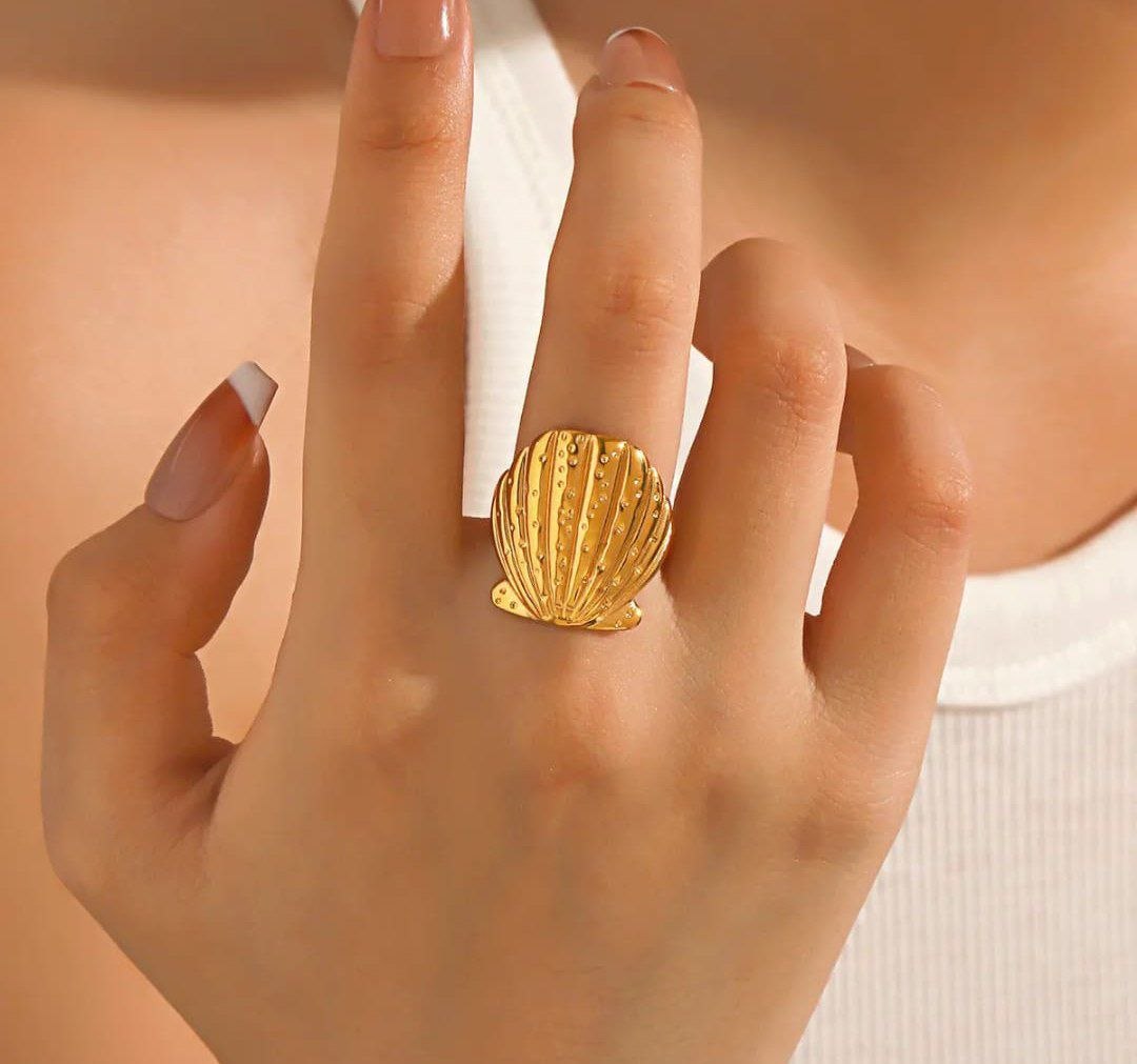 Golden Seashell Statement Ring