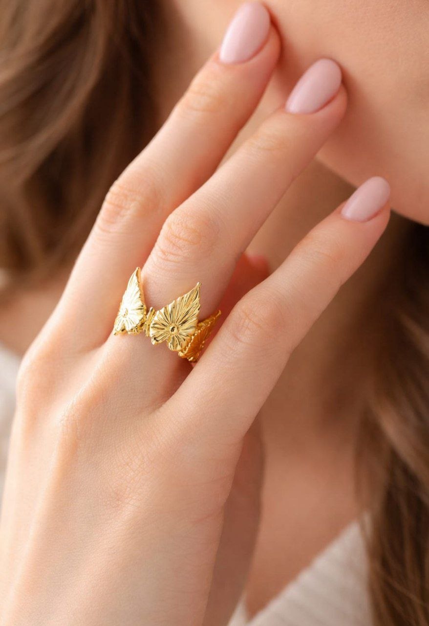 Golden Wings Adjustable Ring