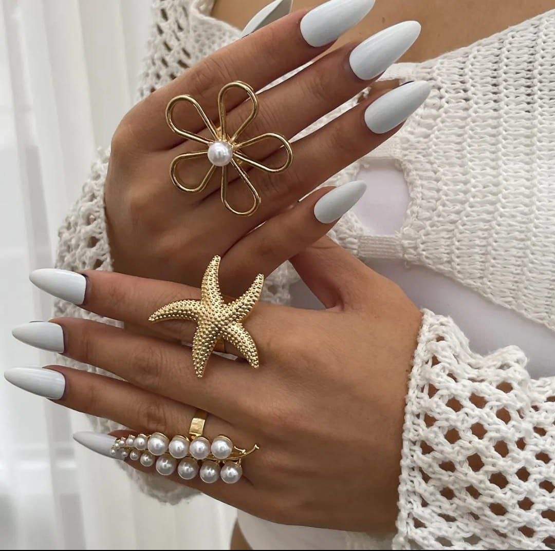 Ocean Bloom Statement Ring Set