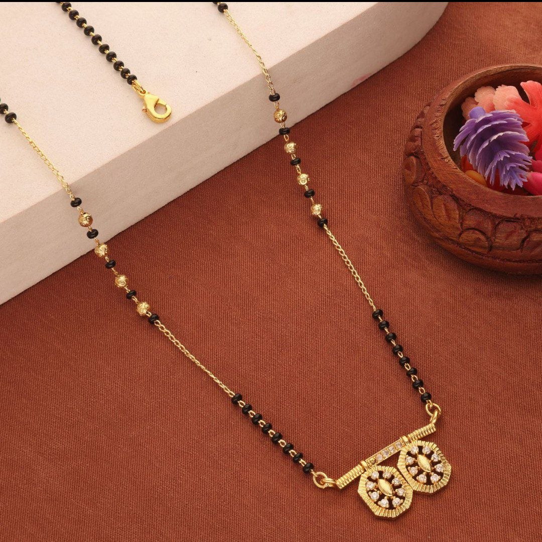 Twin Floral Charm Mangalsutra Necklace
