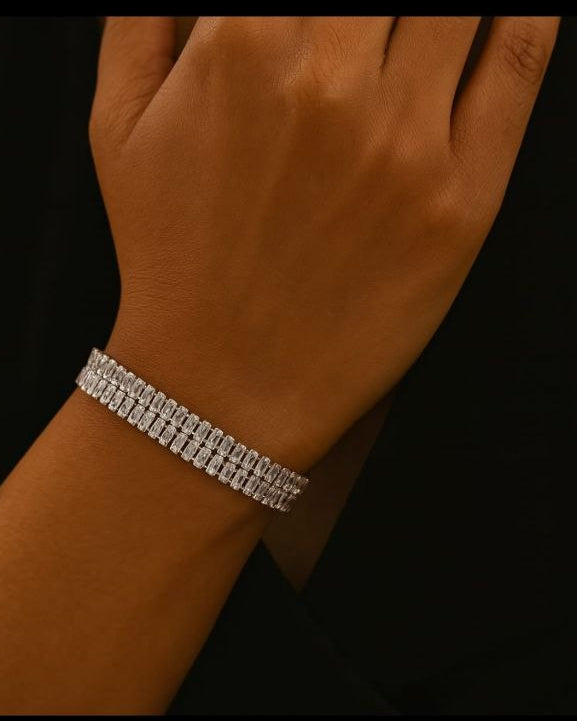 Double Row Baguette Diamond Bracelet