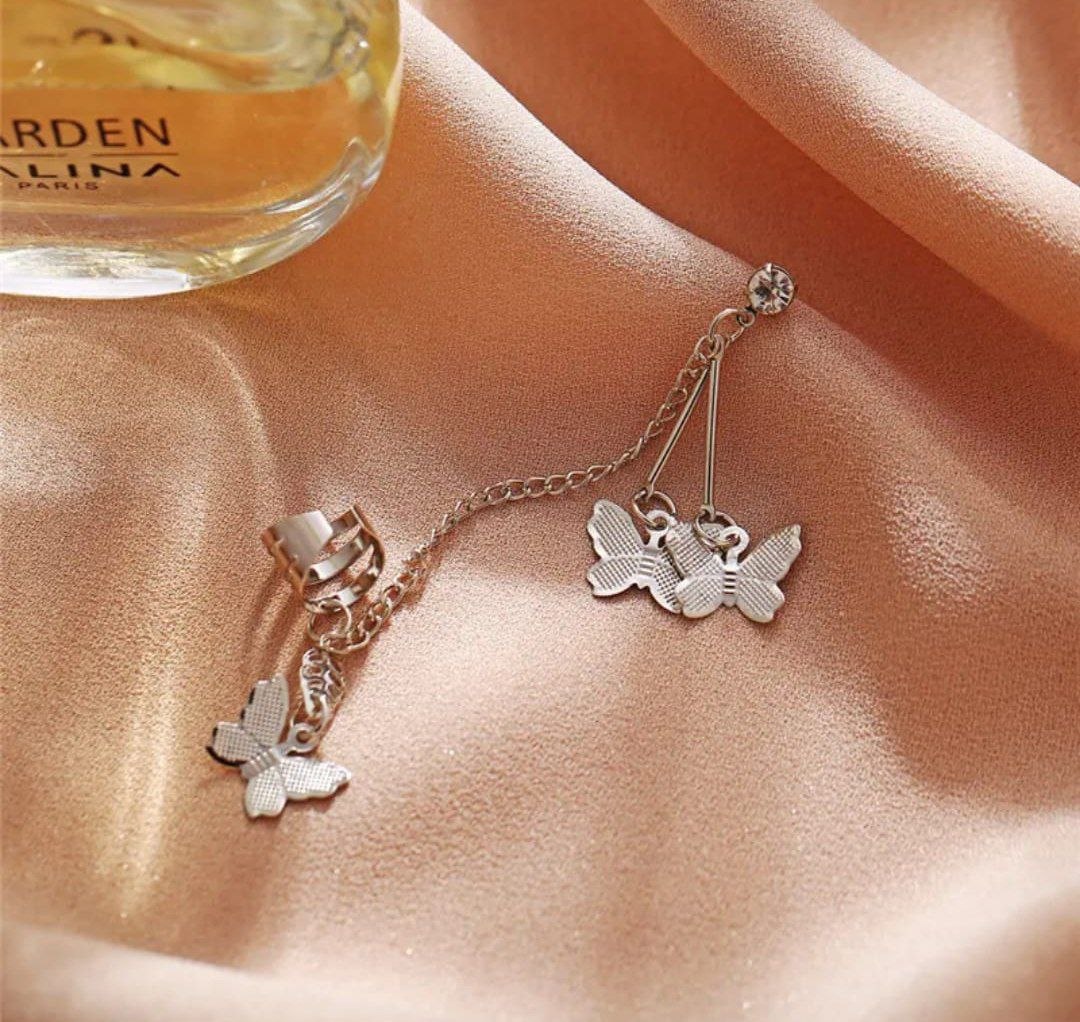 Butterfly Chain One side Ear Cuff Earrings – Korean Style