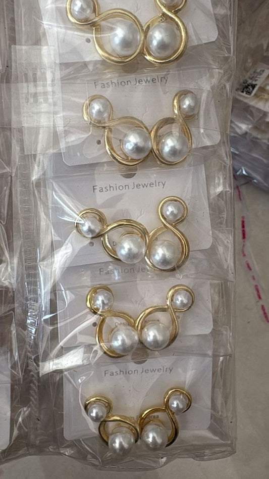 Pearl Swirl Statement Earrings – Korean Style