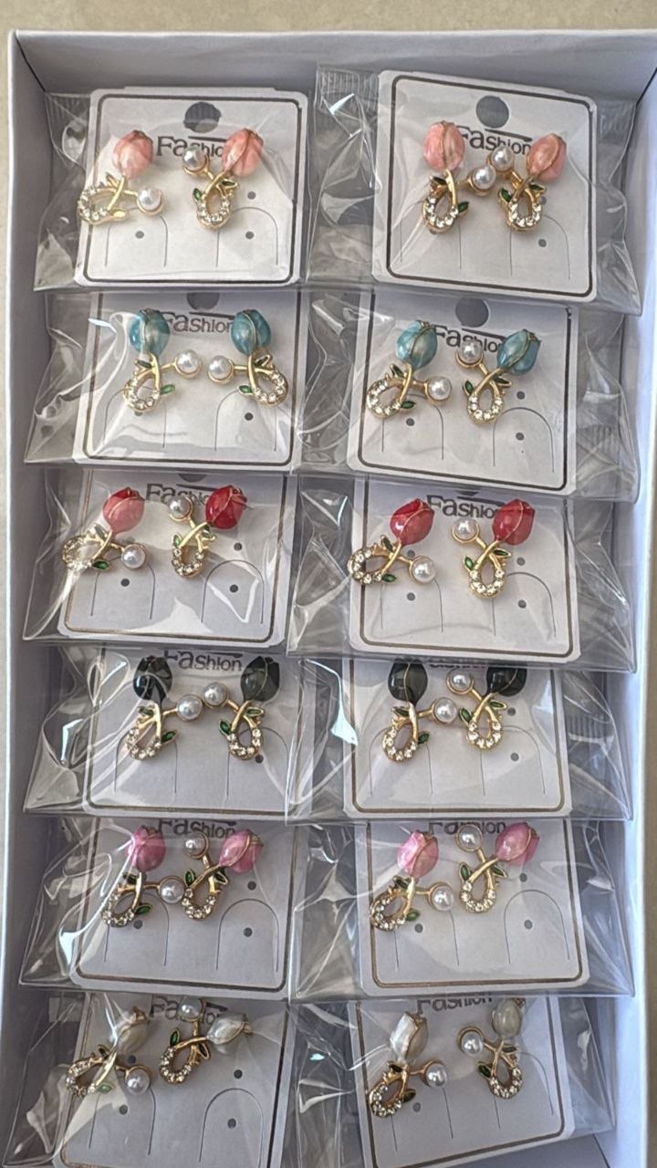 Tulip Pearl Stud Earrings – Korean Style