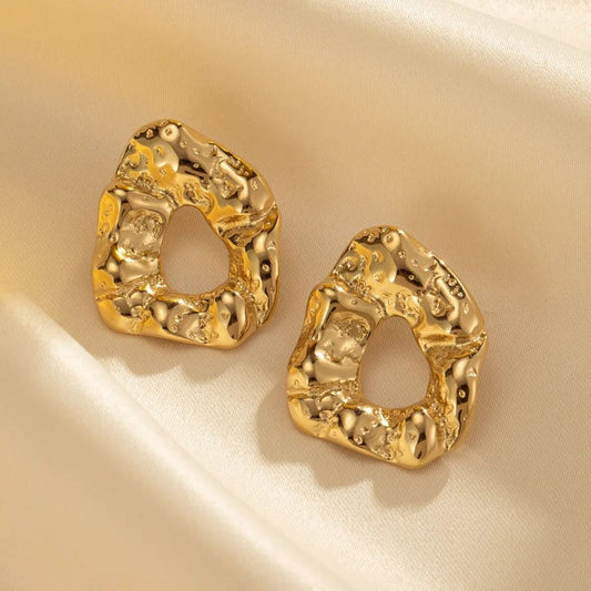 Golden Abstract Hollow Anti Tarnish Earrings for Women