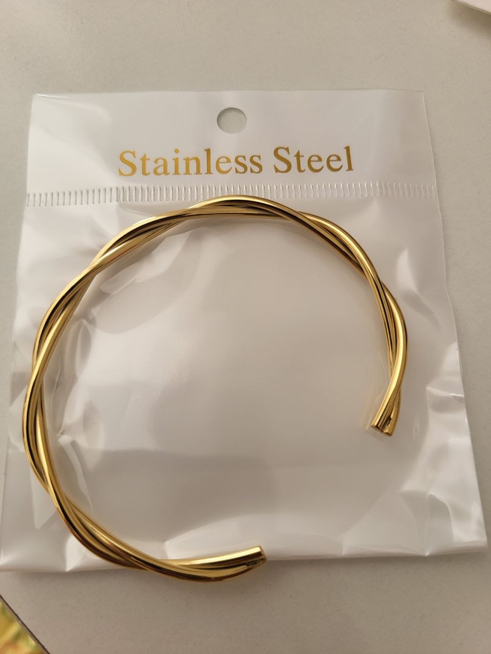 Anti-Tarnish Twisted Minimal Open Bracelet