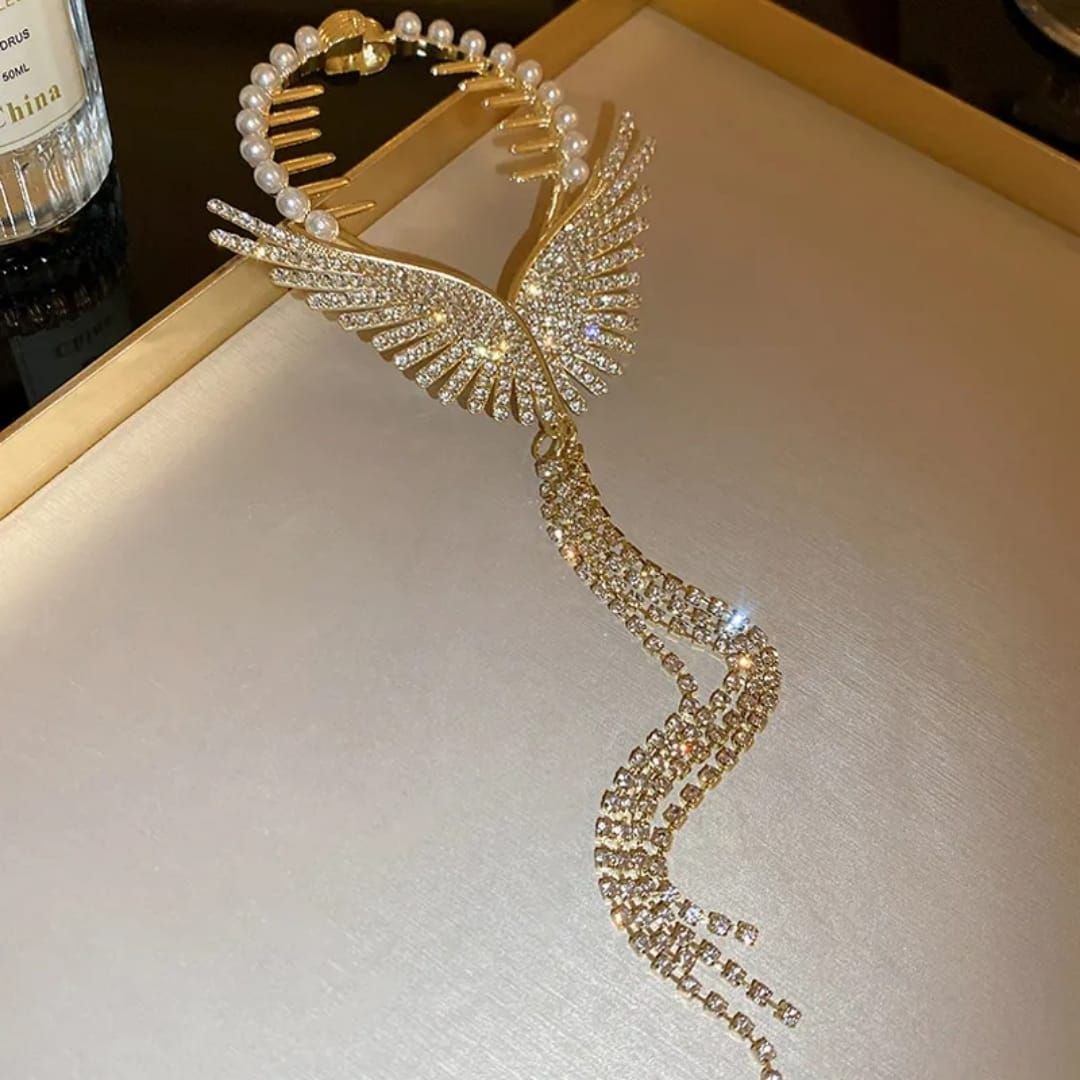 Korean Metal Angel Wing Pearl Hair Clutcher