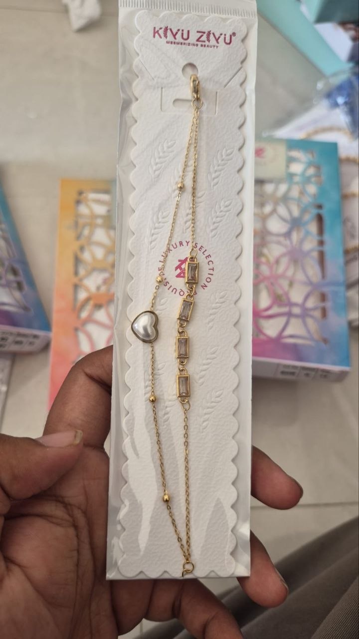 Kiyu Ziyu Dual Layer Heart Crystal Bracelet