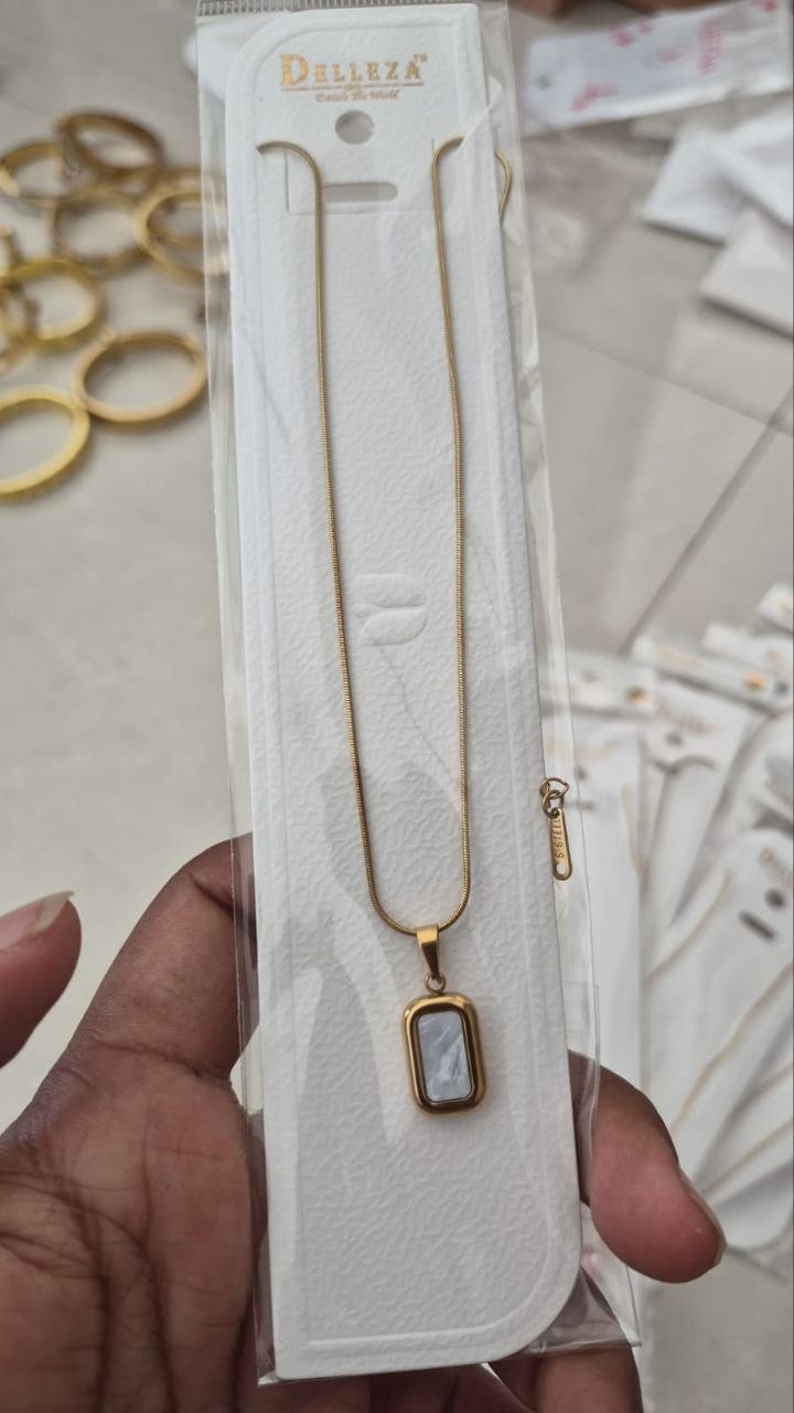 Anti-Tarnish Gold Plated White Enamel Necklace for women