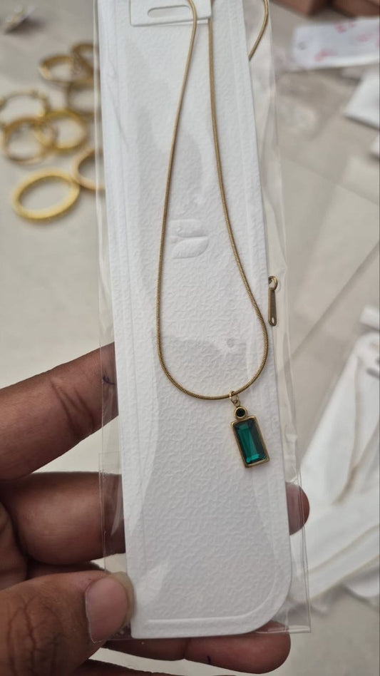 Anti-Tarnish Green Stone Gold Plated necklace for women
