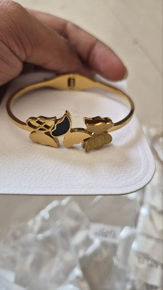 Anti Tarnish Golden Black Butterfly Charm Bracelet