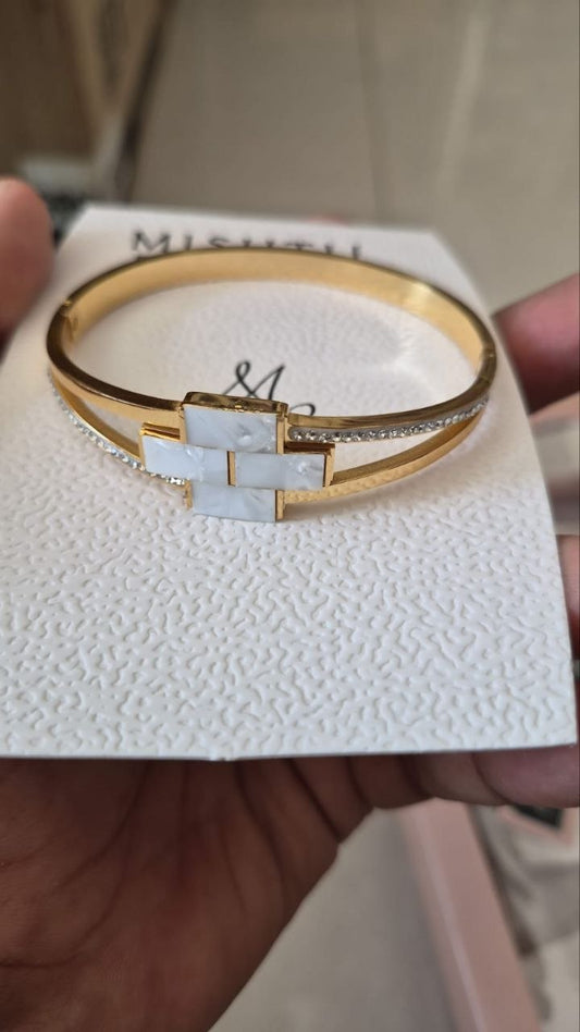 Anti Tarnish White Enamel Designer Kada