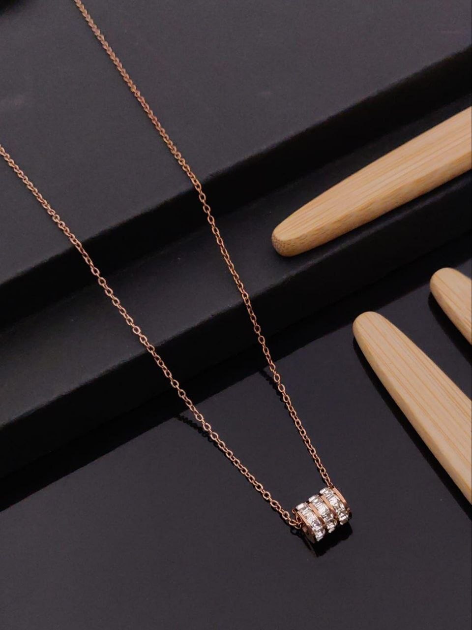 Anti Tarnish Rose Gold Unique Pendant Necklace
