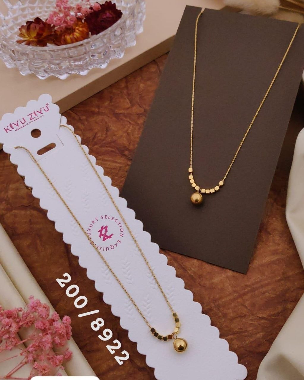 Kiyu Ziyu Square Cube Golden Pearl Necklace