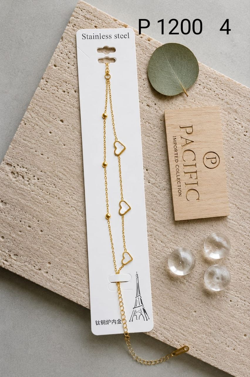 Anti Tarnish Double Layer Heart Chain Bracelet for Women