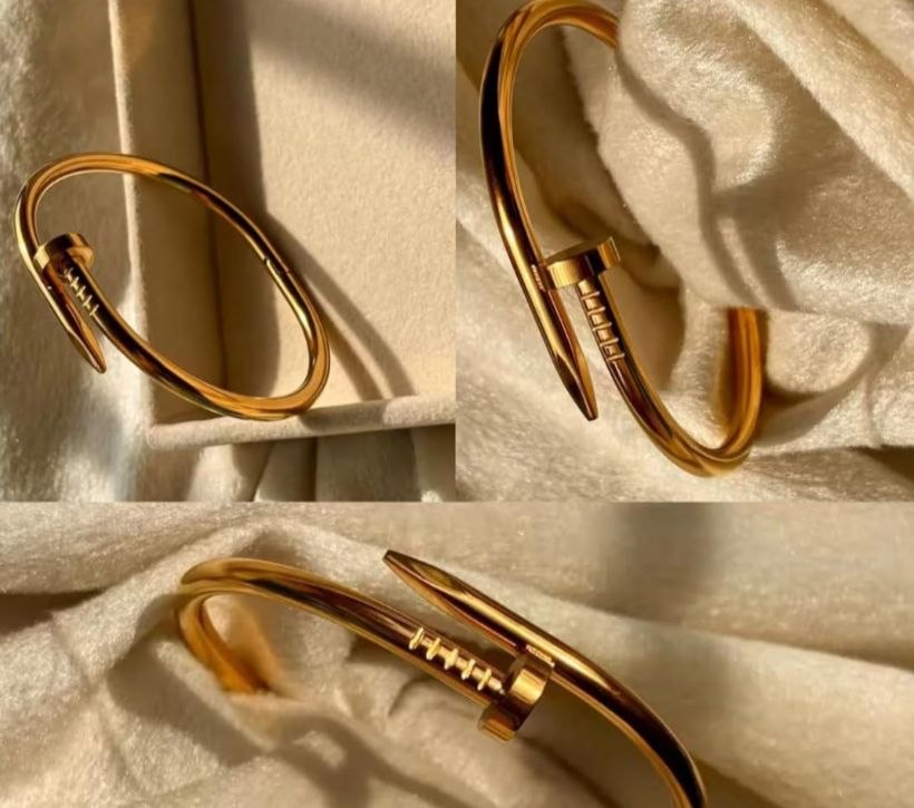 Anti Tarnish Nail Golden Kada Bracelet