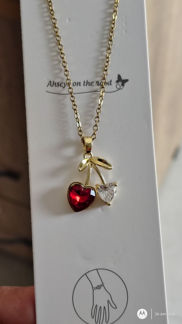 Anti Tarnish Heart Cherry Necklace