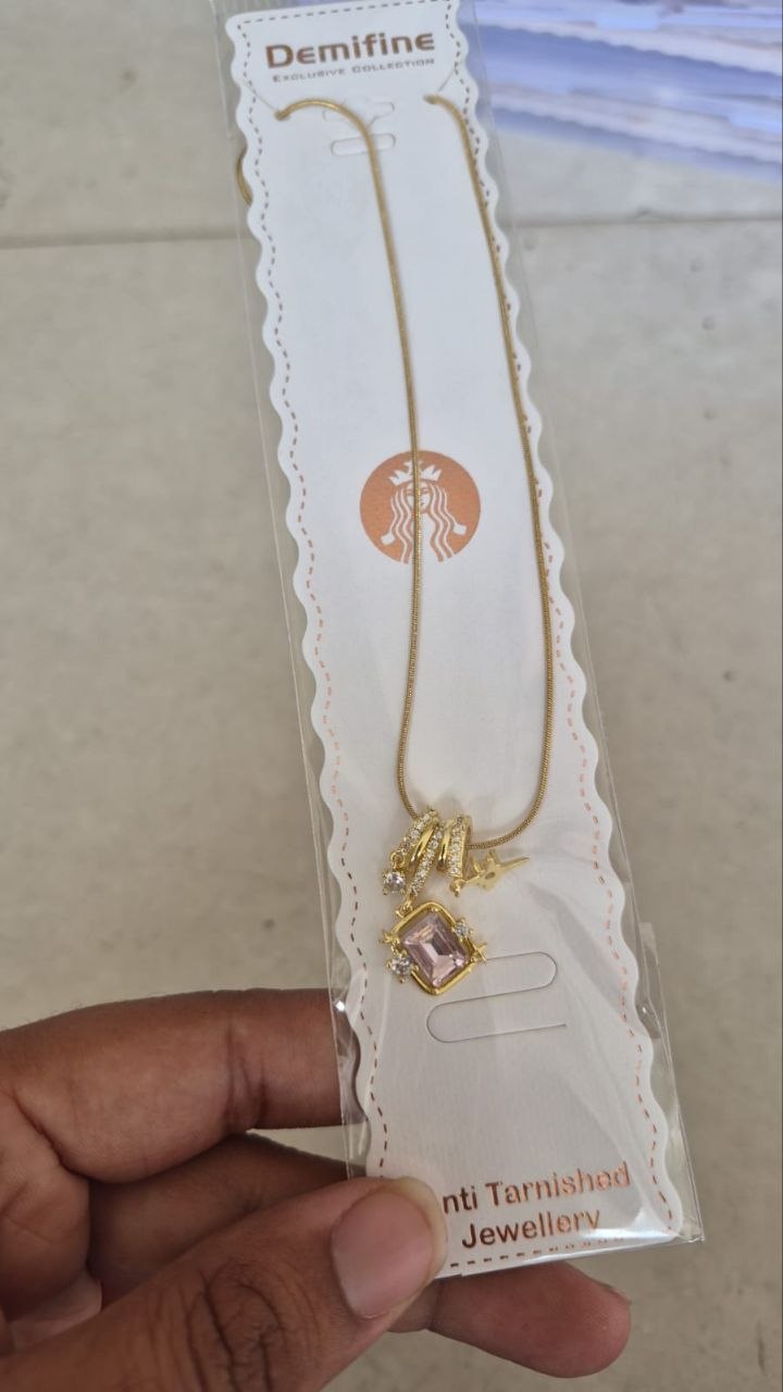 Anti tarnish pink stone neckless