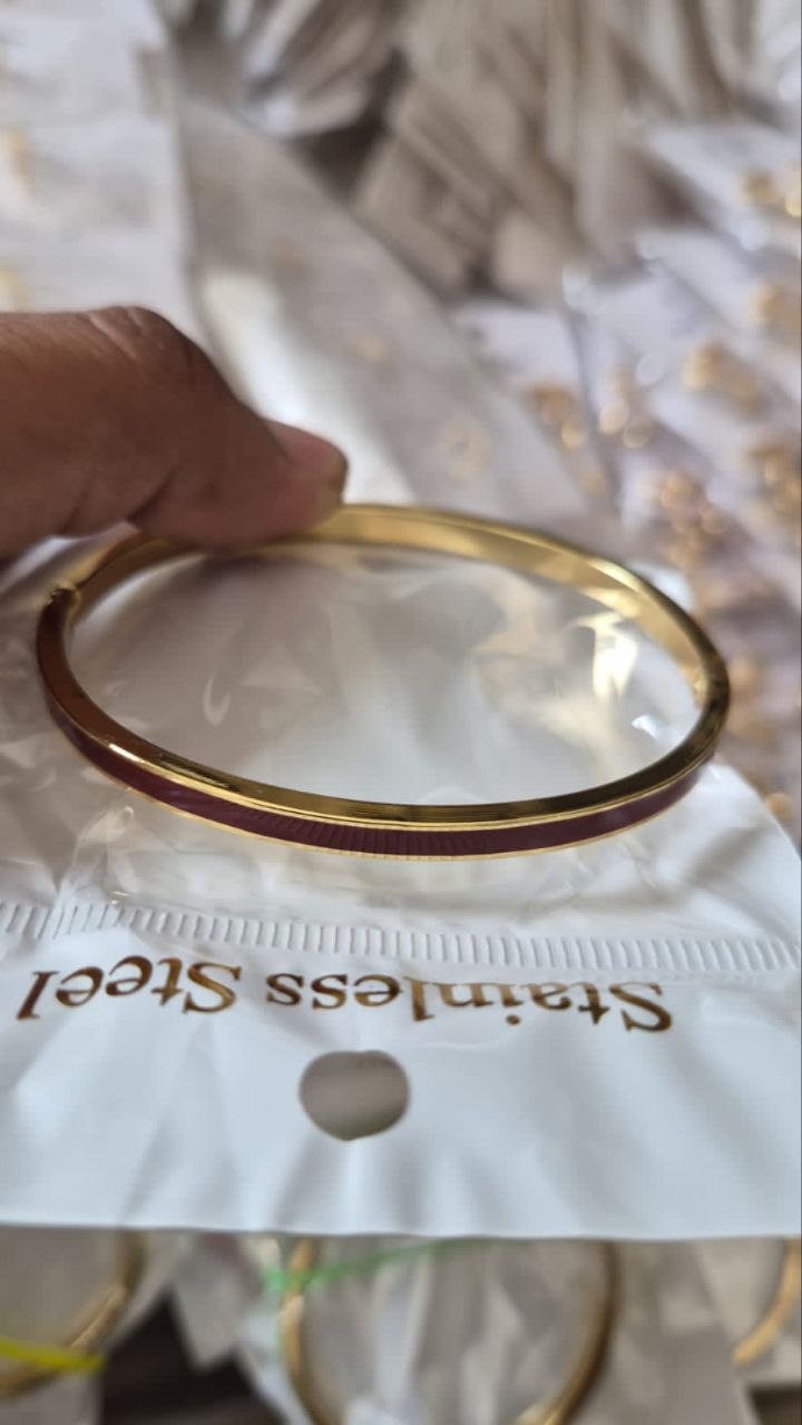 Anti-Tarnish Brown Enamel Sleek Bracelet