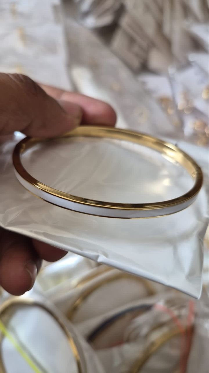 Anti-Tarnish White Enamel Sleek Bracelet