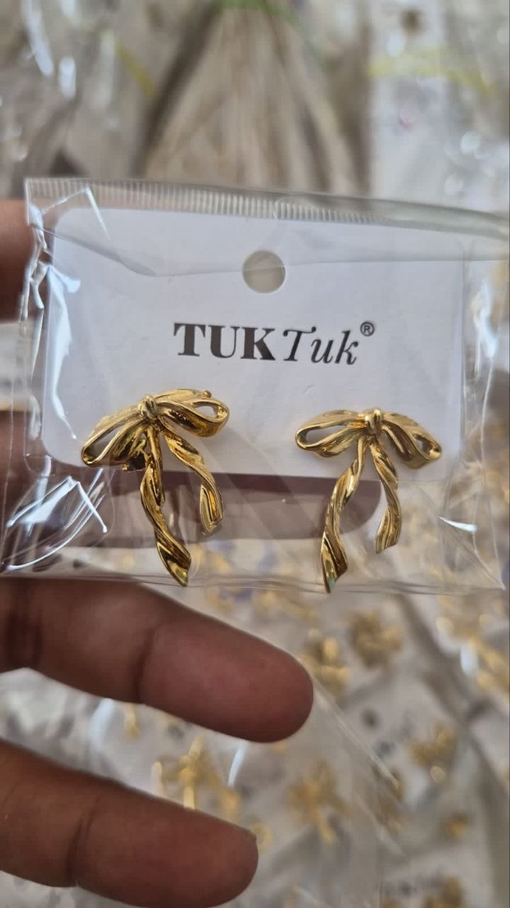 Anti-Tarnish Twisted Ribbon Bow Earrings