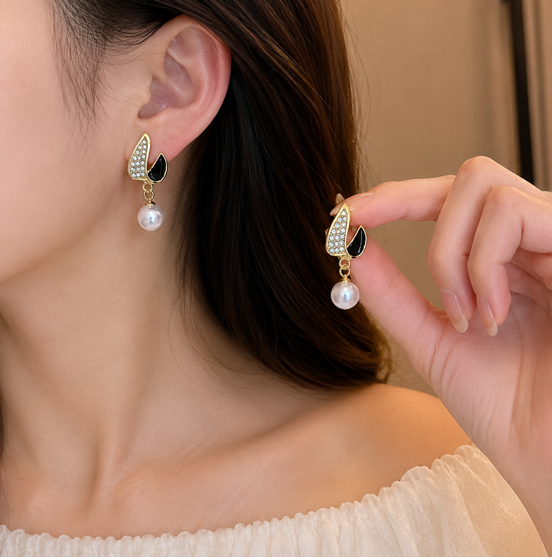 Korean Design Black & White Earrings